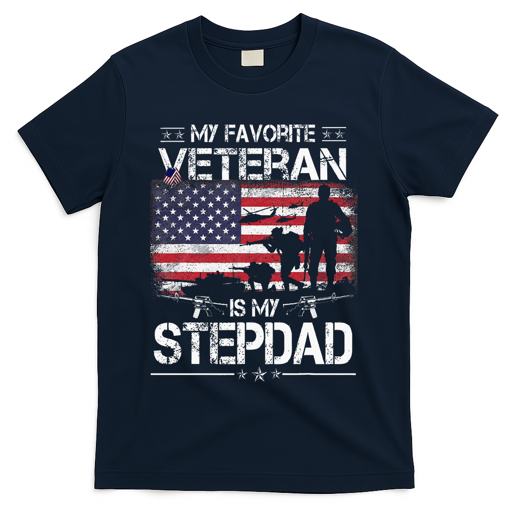 My Favorite Veteran Is My Stepdad Flag Father Veterans Day T-Shirt
