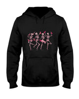 Skeleton Dancing Pink Ribbon Breast Cancer Awareness Support T-Shirt