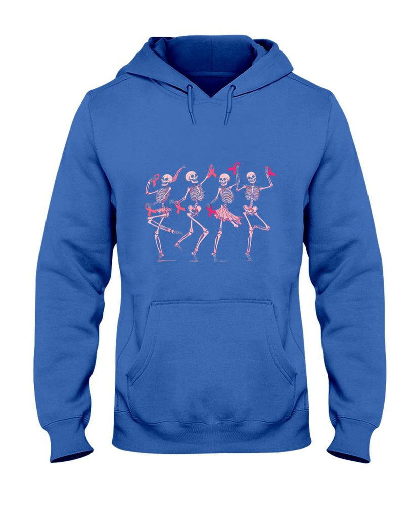 Skeleton Dancing Pink Ribbon Breast Cancer Awareness Support T-Shirt