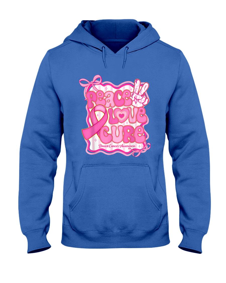 Peace Love Cure Pink Ribbon Coquette Breast Cancer Awareness T-Shirt