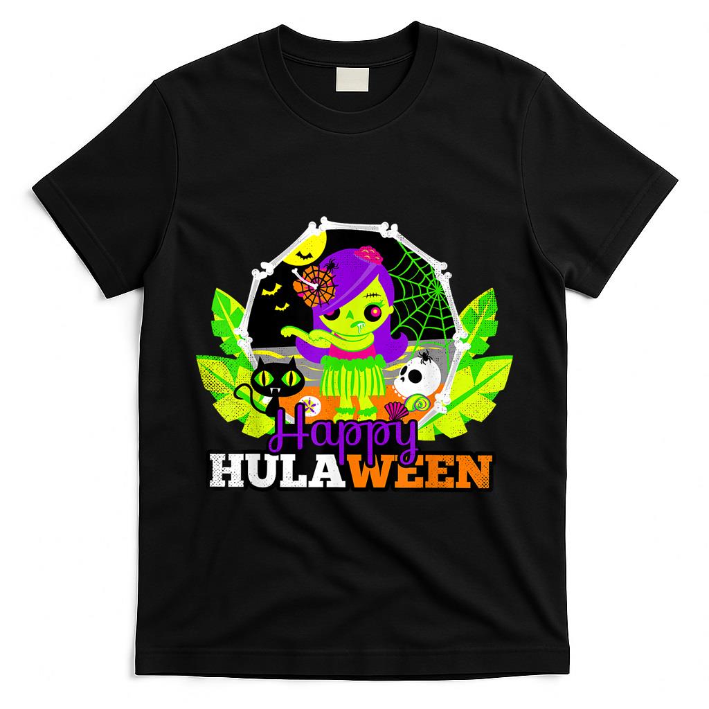 Happy Hulaween Halloween Hula Dancer Zombie Trick or Treats T-Shirt