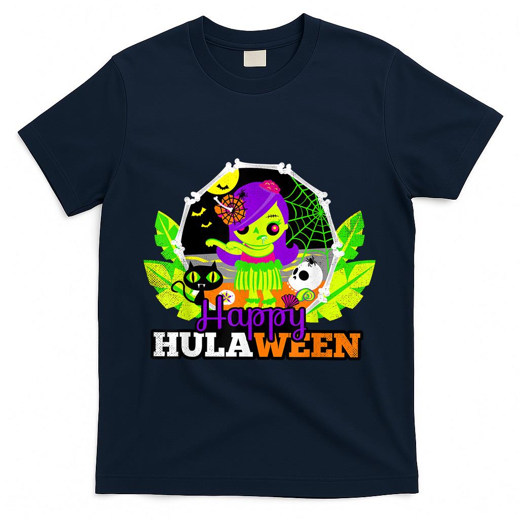 Happy Hulaween Halloween Hula Dancer Zombie Trick or Treats T-Shirt