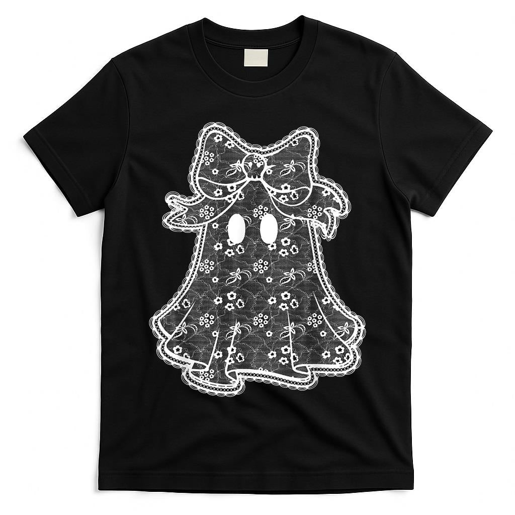 Coquette Bow Ghost Halloween Spooky Season Trick Or Treat T-Shirt