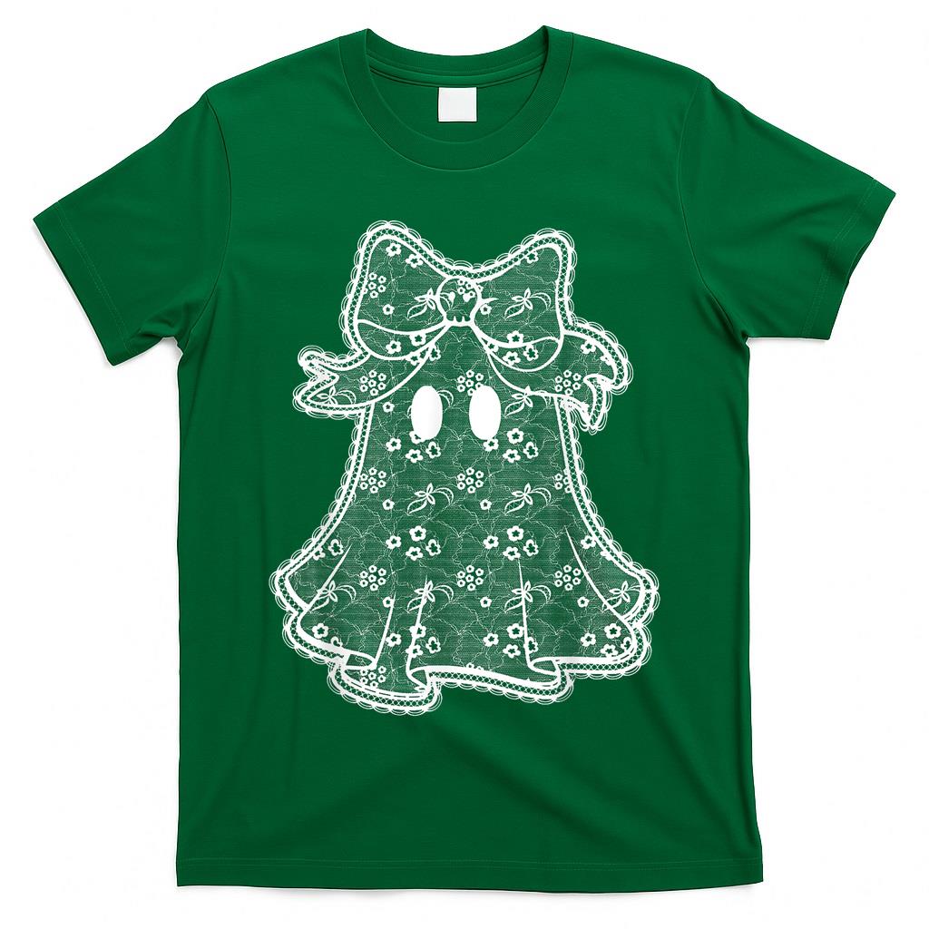 Coquette Bow Ghost Halloween Spooky Season Trick Or Treat T-Shirt