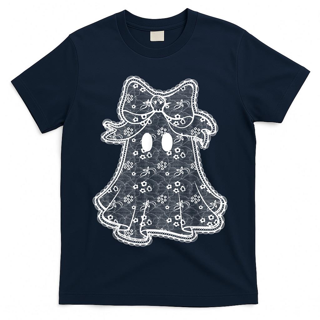 Coquette Bow Ghost Halloween Spooky Season Trick Or Treat T-Shirt