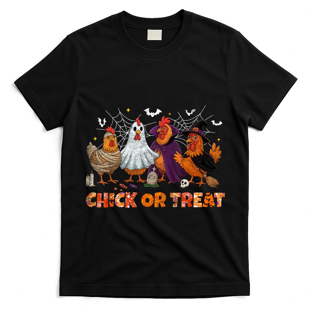 Chick Or Treat Halloween Witch Boo Spooky Chicken Costumes T-Shirt