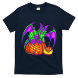 Cute Green Purple Halloween Pumpkin Dragon Trick or Treat T-Shirt