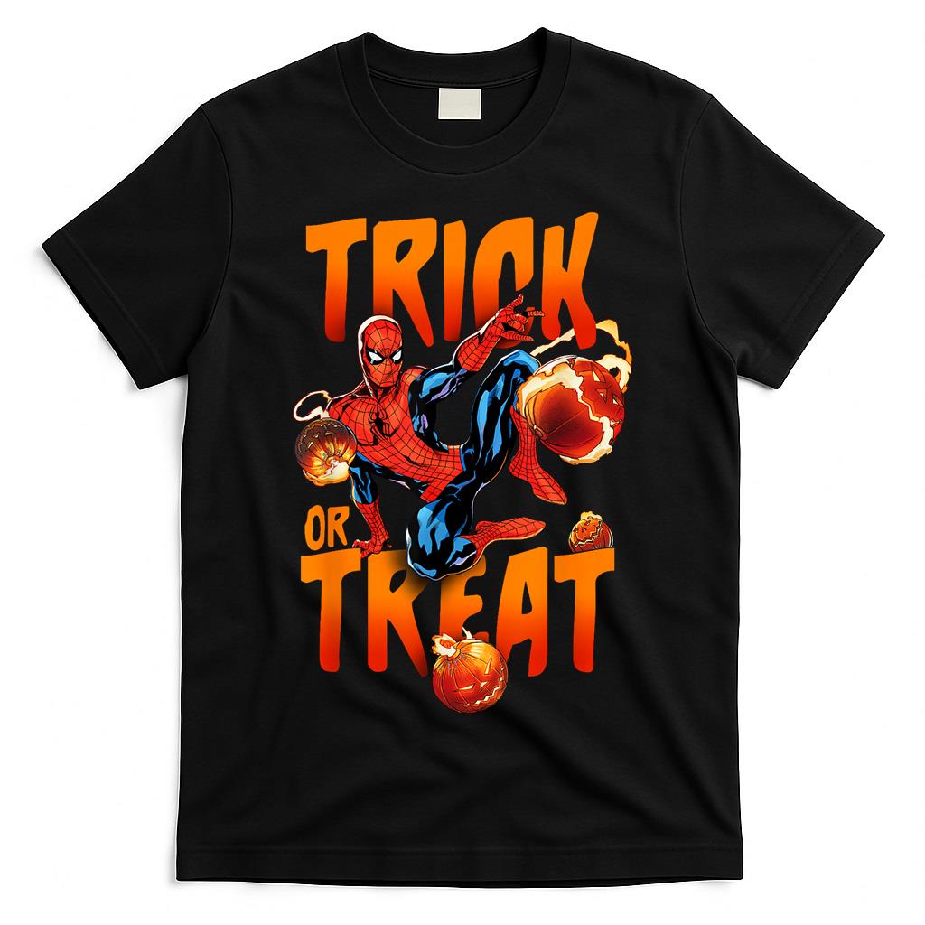 Marvel Spider-Man Halloween Trick Or Treat Pumpkin Bombs T-Shirt