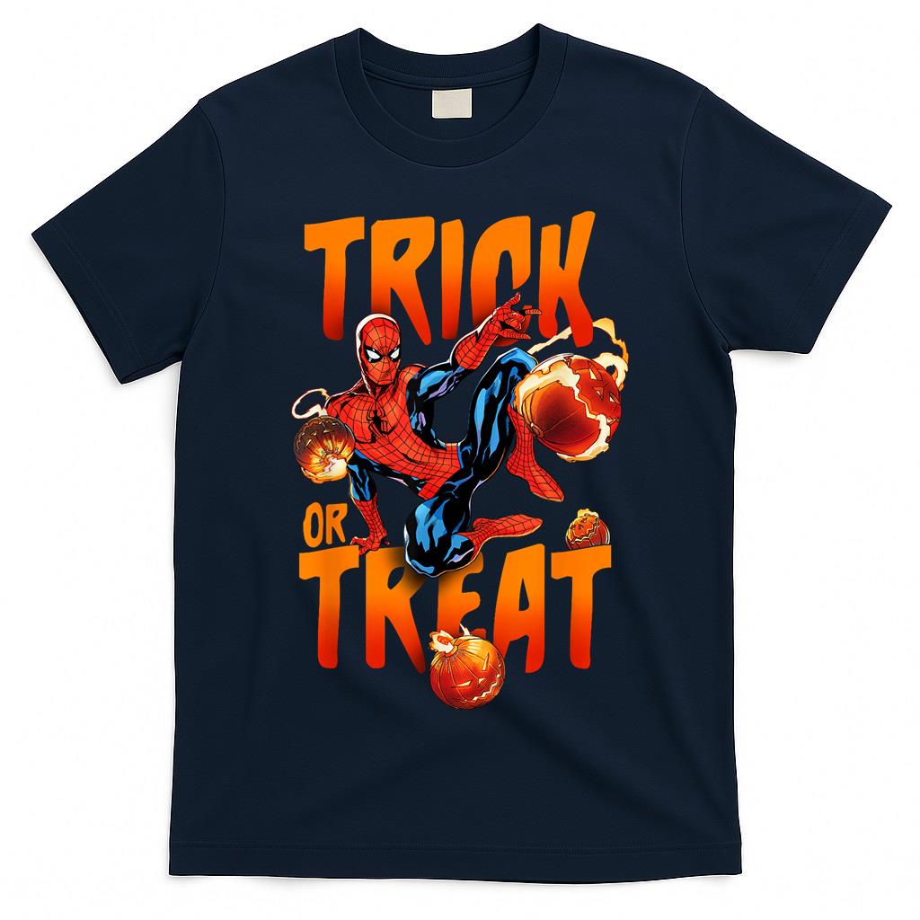 Marvel Spider-Man Halloween Trick Or Treat Pumpkin Bombs T-Shirt