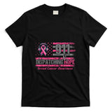 911 Dispatcher Breast Cancer Awareness American Flag T-Shirt