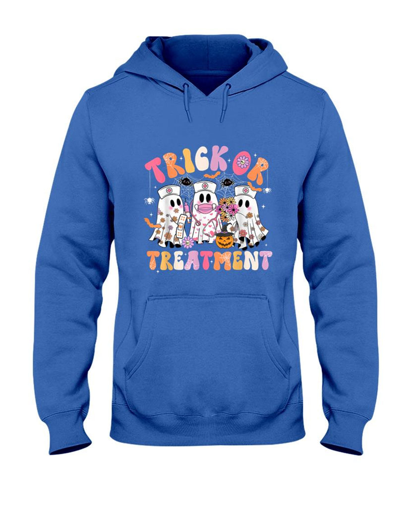 Trick Or Treatment Ghost Nurse Halloween Costume Girl Women T-Shirt