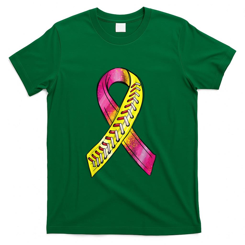 Strike Out Breast Cancer Awareness Day Pink Ribbon Softball T-Shirt