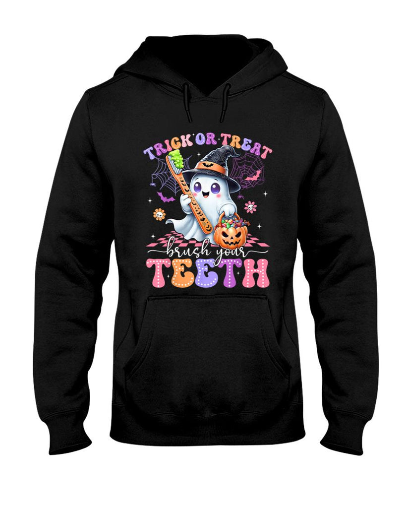 Retro Halloween Trick Or Treat Brush Your Teeth Cute Dentist T-Shirt