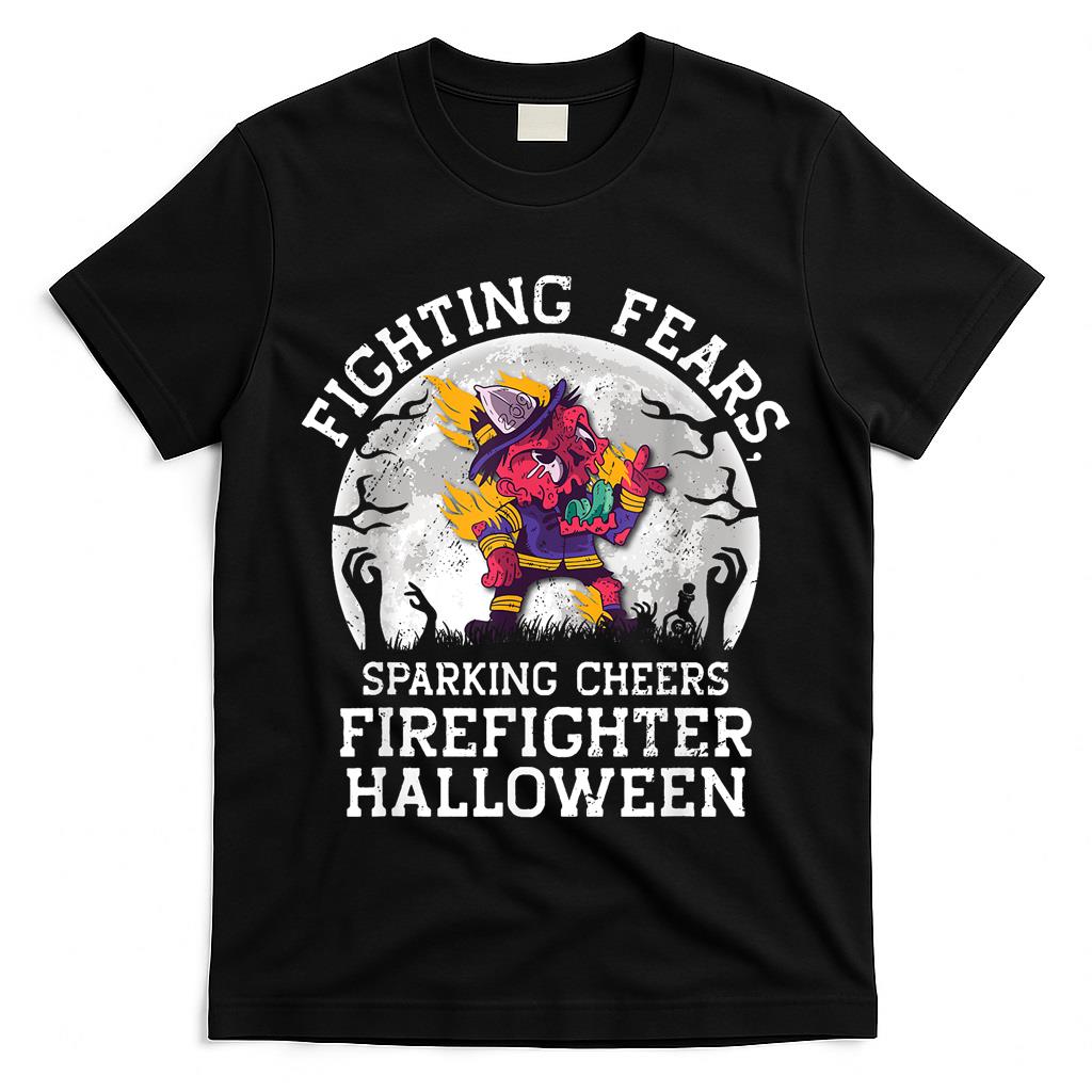 Halloween Firefighter Trick Or Treat Scary Spooky Fireman T-Shirt