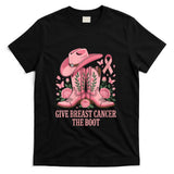 Womens Give Breast Cancer The Boot Cowgirl Breast Cancer Awareness V-Neck T-Shirt