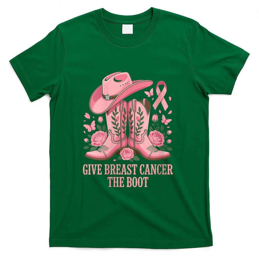 Womens Give Breast Cancer The Boot Cowgirl Breast Cancer Awareness V-Neck T-Shirt