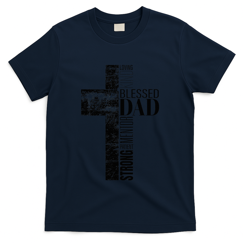 Christian Fathers Day Gifts Religious Blessed Dad Cross T-Shirt