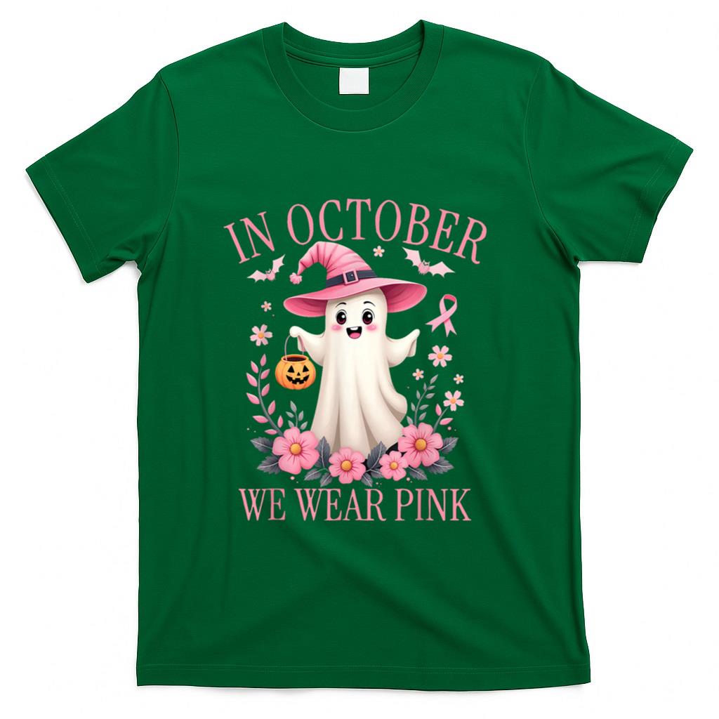 In October We Wear Pink Breast Cancer Awareness Halloween T-Shirt_1