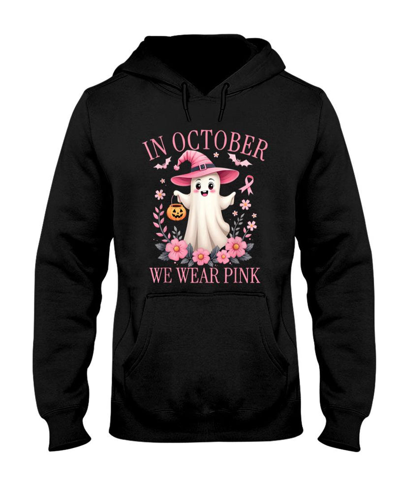 In October We Wear Pink Breast Cancer Awareness Halloween T-Shirt_1