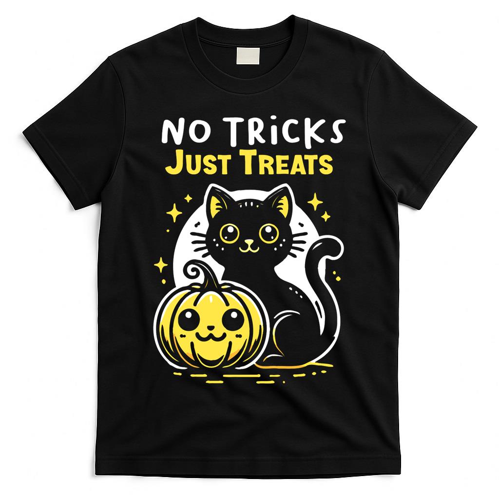 No Tricks, Just Treats, Cute Halloween Cat Oversized T-Shirt