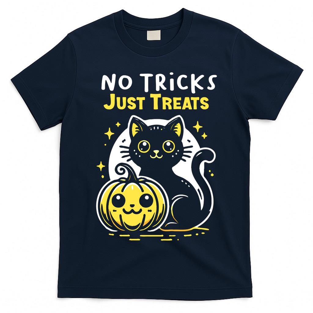 No Tricks, Just Treats, Cute Halloween Cat Oversized T-Shirt
