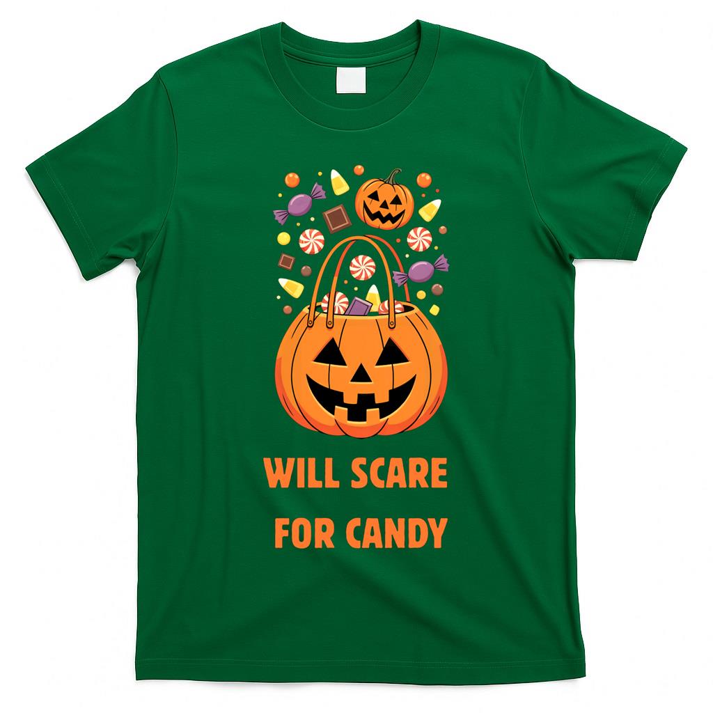 Will Scare for Candy – Trick-or-Treat Pumpkin Bag Design Classic T-Shirt
