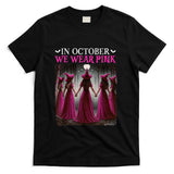 in October We Wear Pink Witch Halloween Breast Cancer Women T-Shirt