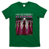 in October We Wear Pink Witch Halloween Breast Cancer Women T-Shirt