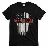 Man Of God Husband Dad Grandpa United States Flag Father's Day T-Shirt