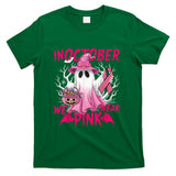 In October We Wear Pink Shirt Breast Cancer Awareness Ghost T-Shirt