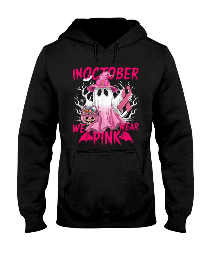 In October We Wear Pink Shirt Breast Cancer Awareness Ghost T-Shirt