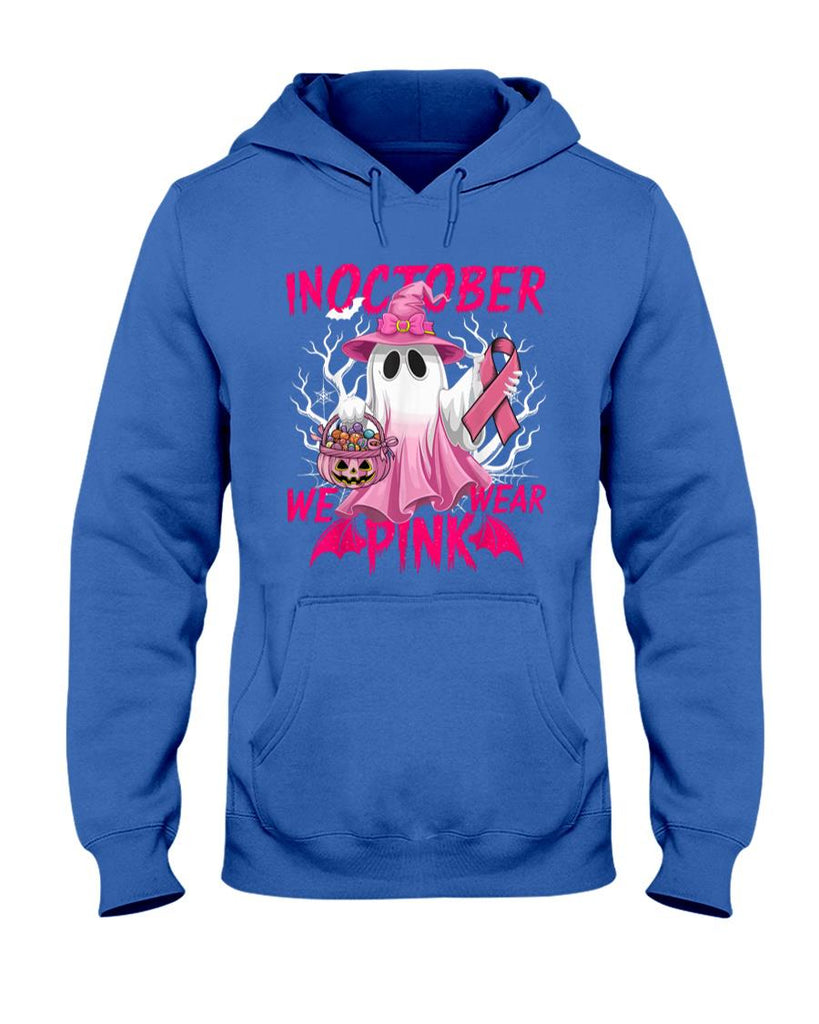 In October We Wear Pink Shirt Breast Cancer Awareness Ghost T-Shirt