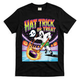 Hat Trick Or Treat Funny Ice Hockey Ghost Halloween T-Shirt