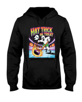 Hat Trick Or Treat Funny Ice Hockey Ghost Halloween T-Shirt