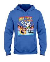 Hat Trick Or Treat Funny Ice Hockey Ghost Halloween T-Shirt