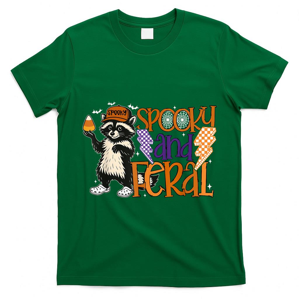 Spooky Feral Funny Raccoon Happy Halloween Trick Or Treat T-Shirt