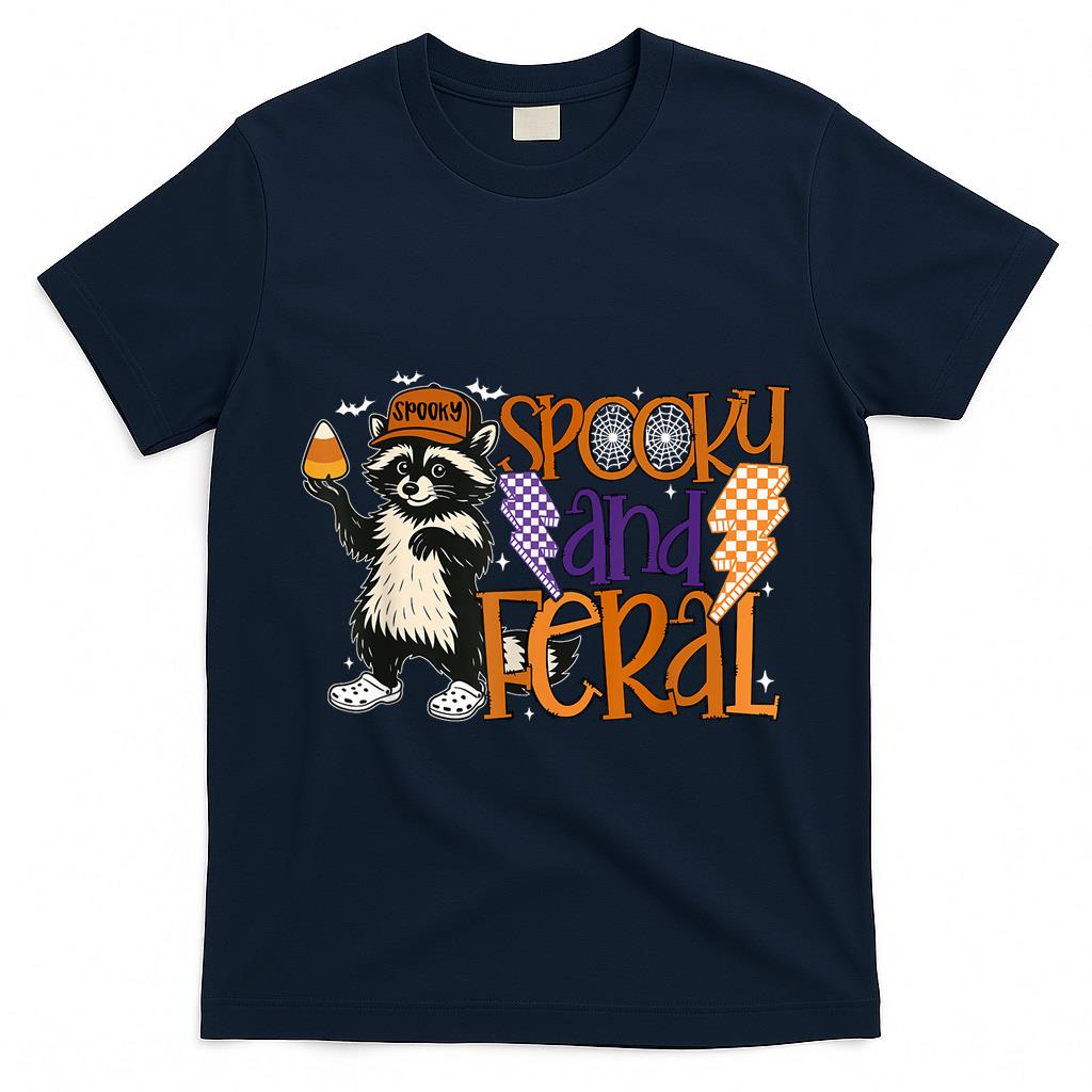 Spooky Feral Funny Raccoon Happy Halloween Trick Or Treat T-Shirt