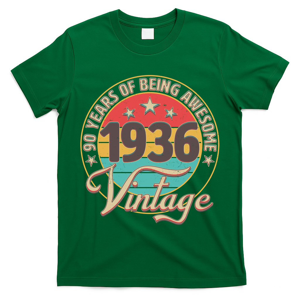 90th Birthday 90 Years Of Being Awesome 1936 Vintage  T-Shirt