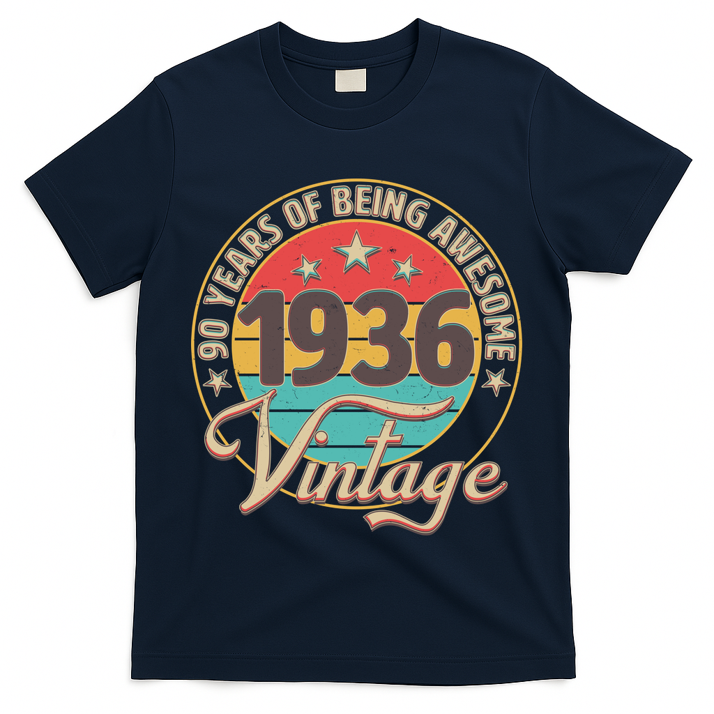 90th Birthday 90 Years Of Being Awesome 1936 Vintage  T-Shirt