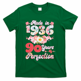 90th Birthday Floral Made In 1936 90 Years Of Perfection T-Shirt