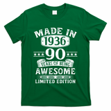90th Birthday Made In 1936 90 Years Of Being Awesome Limited Edition T-Shirt