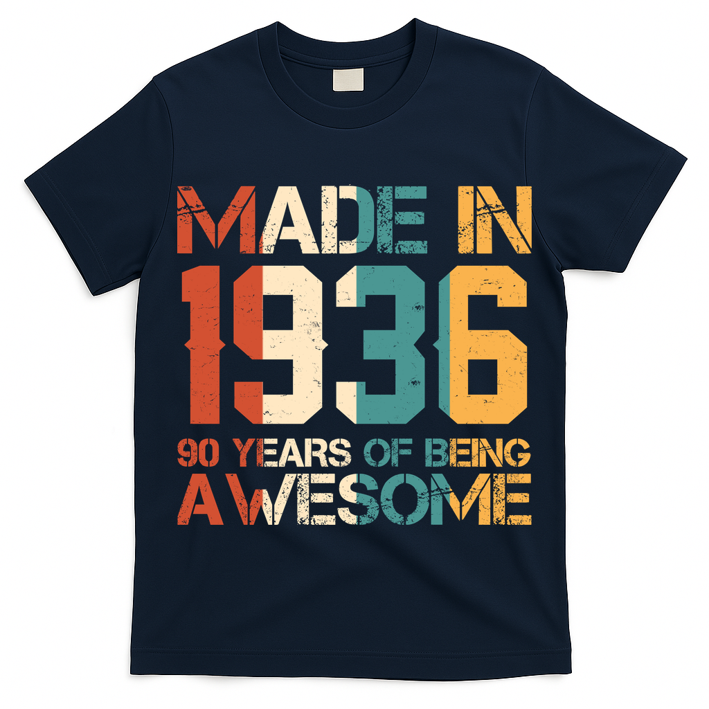 90th Birthday Made In 1936 90 Years Of Being Awesome T-Shirt