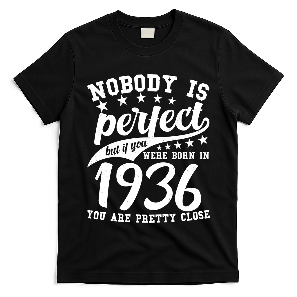 90th Birthday Nobody Is Perfect Born In 1936 You Are Pretty Close  T-Shirt