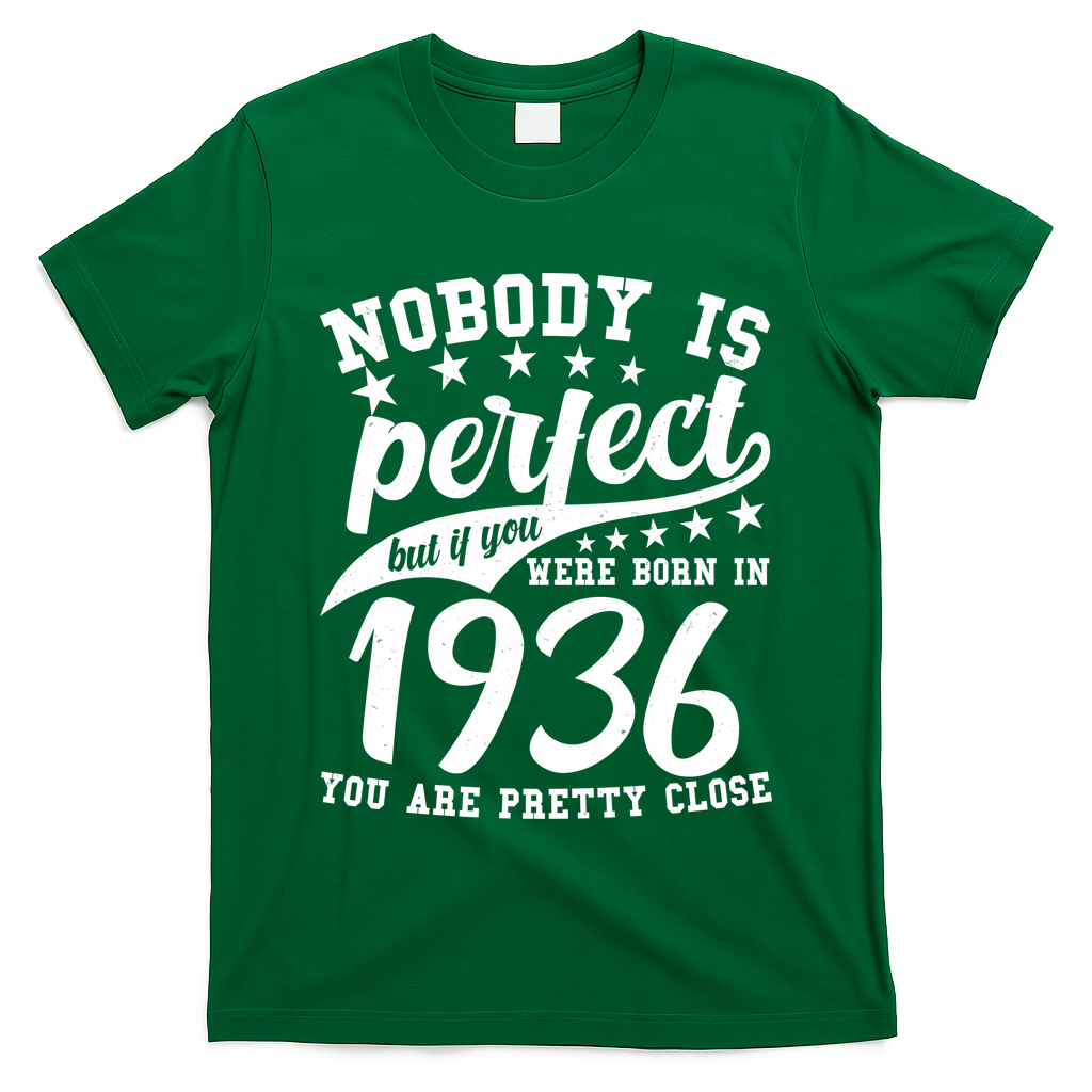 90th Birthday Nobody Is Perfect Born In 1936 You Are Pretty Close  T-Shirt