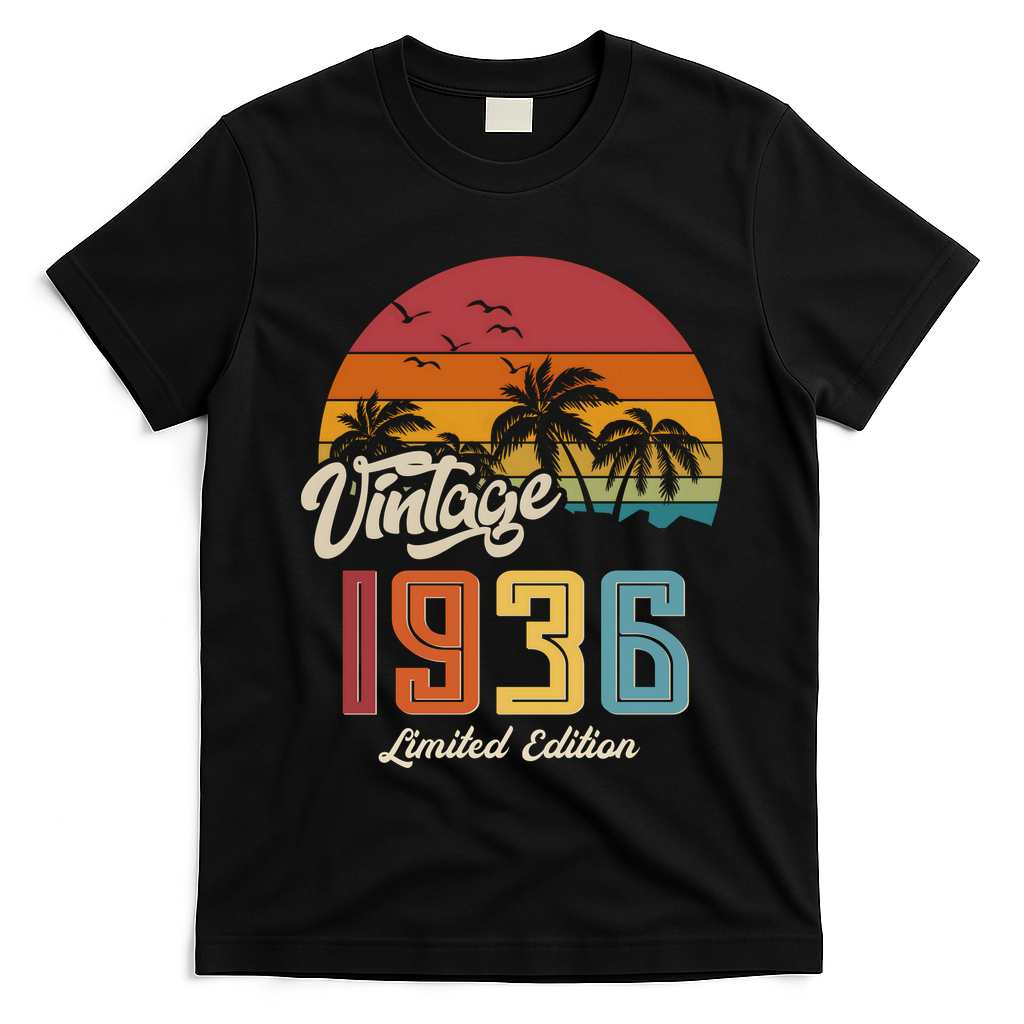 90th Birthday Retro Vintage 1936 Tropical Palm Trees T-Shirt
