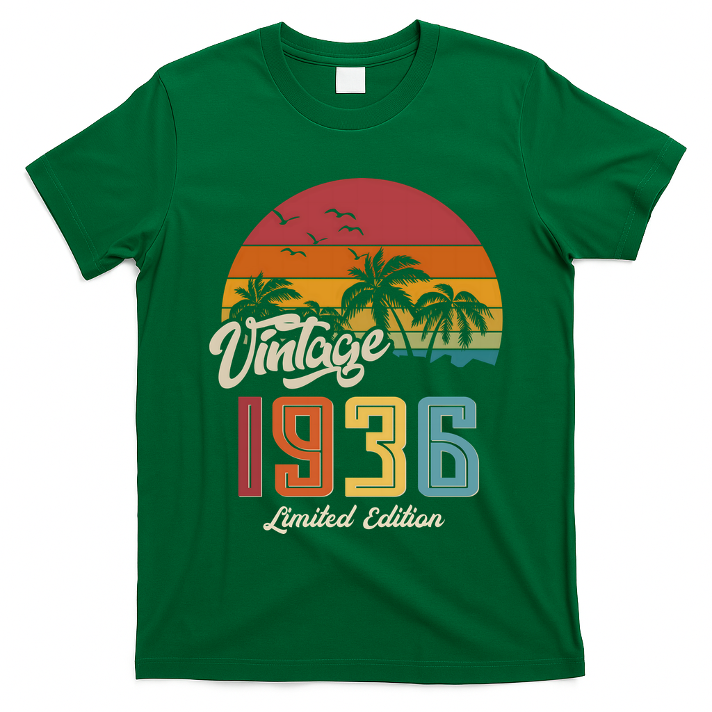 90th Birthday Retro Vintage 1936 Tropical Palm Trees T-Shirt