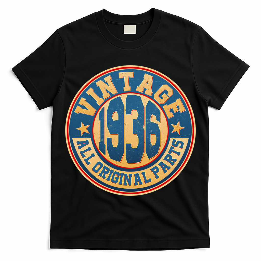 90th Birthday Vintage 1936 All Original Parts Shield Emblem  T-Shirt