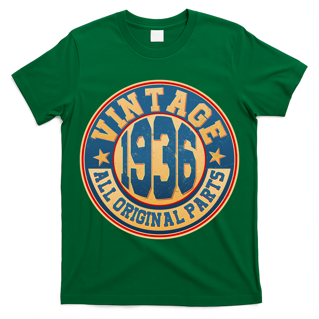 90th Birthday Vintage 1936 All Original Parts Shield Emblem  T-Shirt