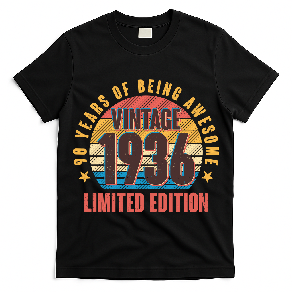 90th Birthday Vintage 1936 90 Years Of Being Awesome Limited Edition  T-Shirt