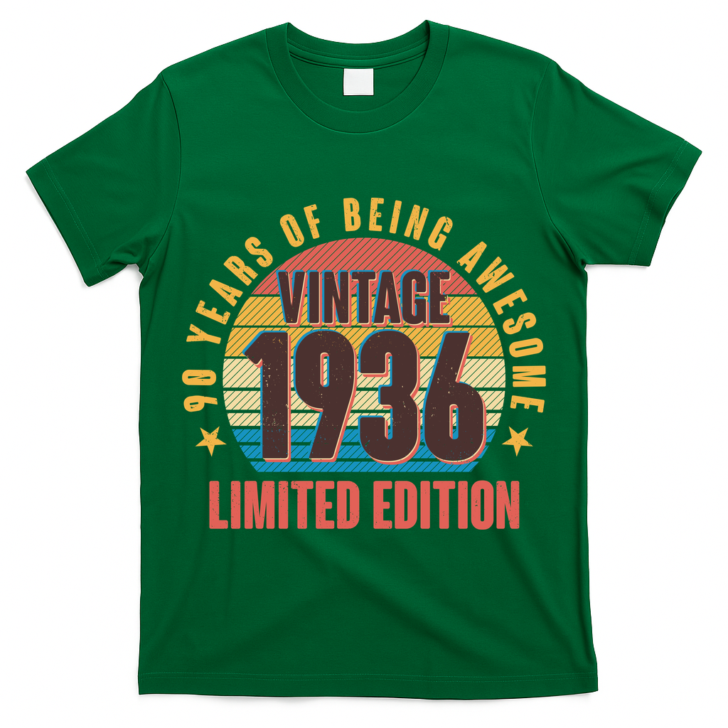 90th Birthday Vintage 1936 90 Years Of Being Awesome Limited Edition  T-Shirt